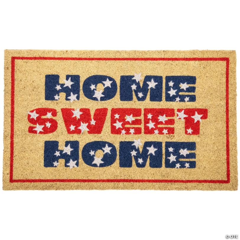 Red and Blue Americana Home Sweet Home Coir Outdoor Doormat 18" x 30