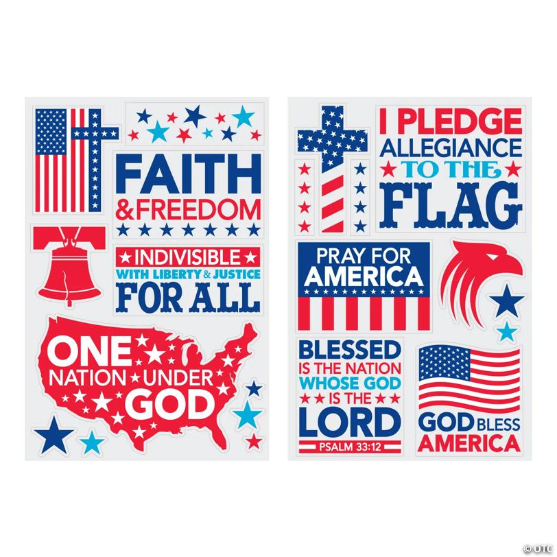 Religious Patriotic Window Clings - 2 Pc.