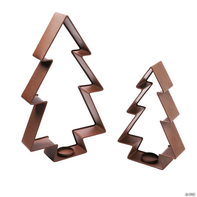 Rustic Christmas Tree Votive Candle Holders - 2 Pc.