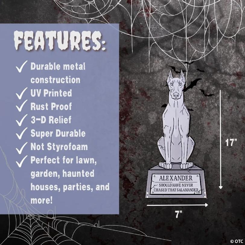 SCS Direct 3D 17" Metal Ghost Tombstone-6 Designs-Weather Rust Proof, UV Printed-Upgrade Your Halloween Spooky Mansion Party, Haunted Cemetery Lawn Decor