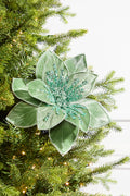 22" Glitter Poinsettia Stem - Green