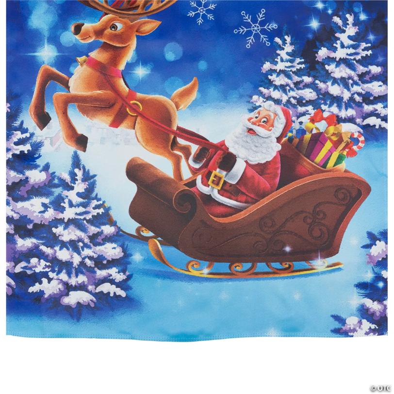 Santa's Reindeer-Drawn Sleigh Ride Christmas Outdoor Flag - 40" Proper 28