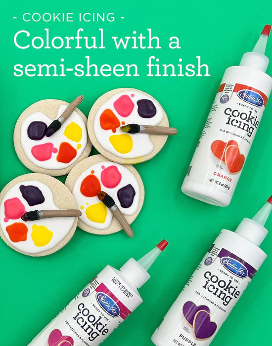 Cookie Icing Satin Ice Royal Icing Ready to Use Bottle Drys Hard - 8oz Bottle Yellow