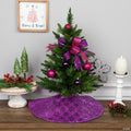 Sequin Snowflake Mini Christmas Tree Skirt - Purple - 20