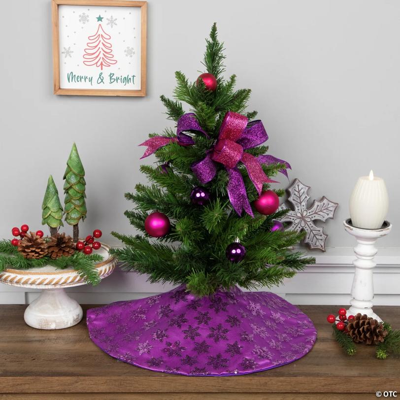 Sequin Snowflake Mini Christmas Tree Skirt - Purple - 20