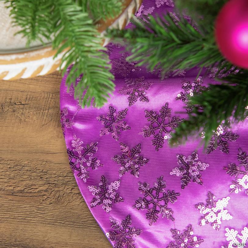 Sequin Snowflake Mini Christmas Tree Skirt - Purple - 20