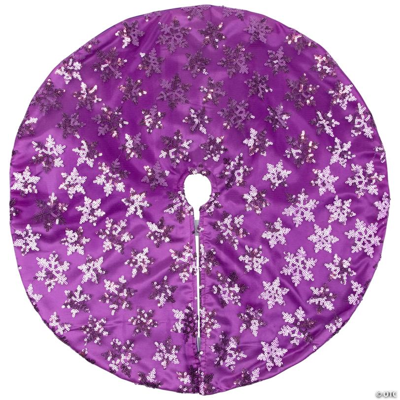 Sequin Snowflake Mini Christmas Tree Skirt - Purple - 20