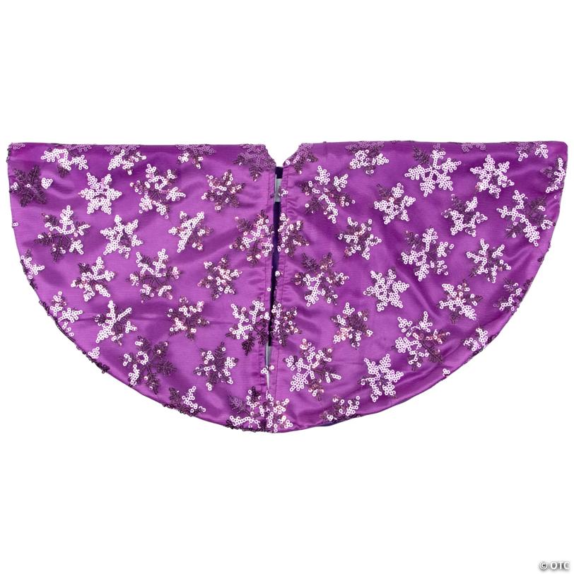 Sequin Snowflake Mini Christmas Tree Skirt - Purple - 20