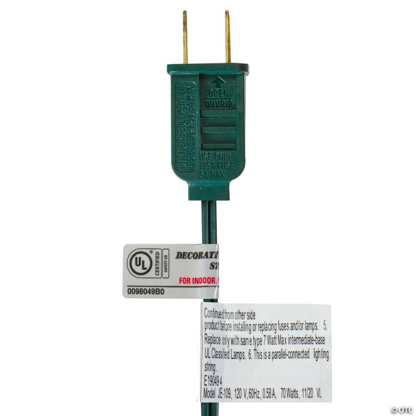Set of 10 Flickering Amber Flame C7 Halloween Lights - 9' Green Wire