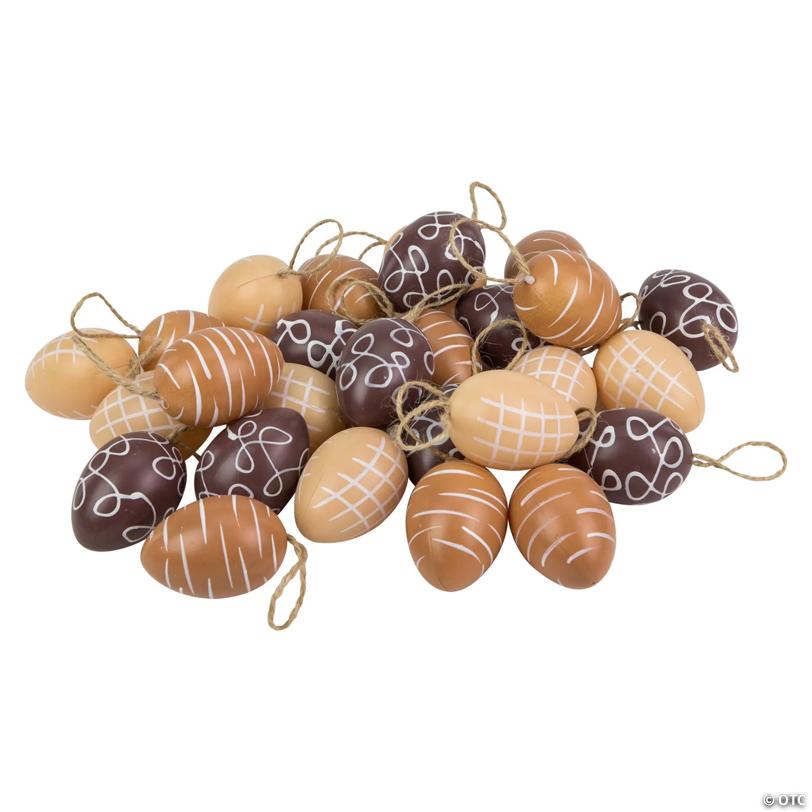 Set of 27 Brown and Beige Spring Easter Egg Ornaments 2.25