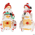 Set of 2 Santa and Snowman on Gingerbread Trains Christmas Figures - 6.75