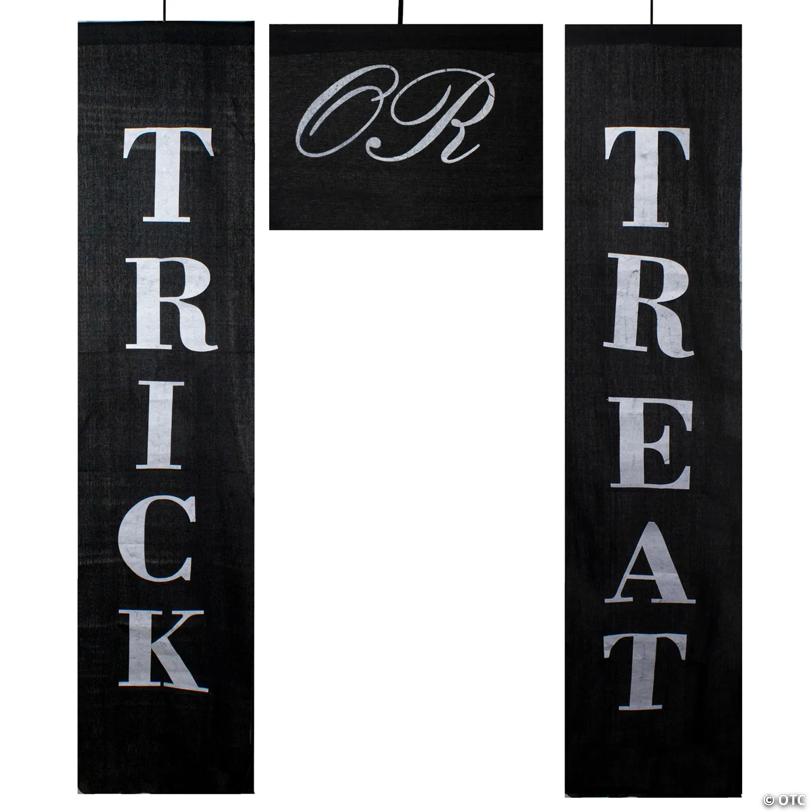 Set of 3 Black and White Trick or Treat Outdoor Halloween Banners 19.25