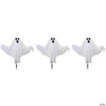 Set of 3 Lighted White Ghost Halloween Lawn Stakes