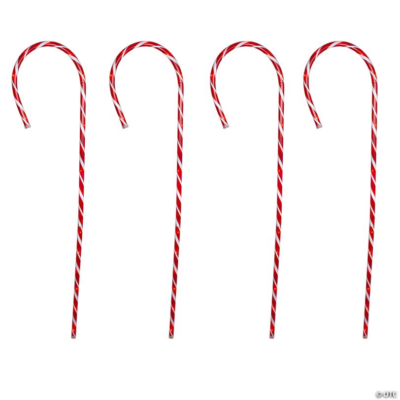 Set of 4 Red and White Stripped Candy Cane Stakes Christmas Outdoor Decor 60