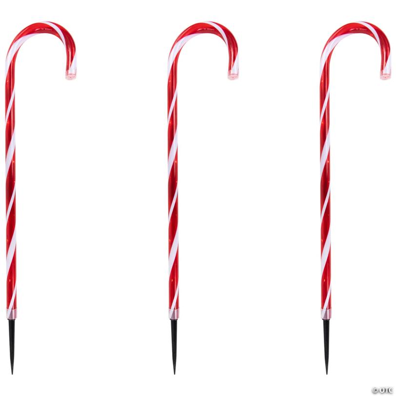 Set of 8 LED Red and White Candy Cane Pathway Markers 28