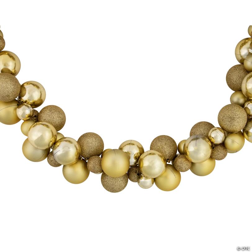 Shatterproof 3-Finish Christmas Ball Garland - 6' Proper 3.5" - Gold - Unlit