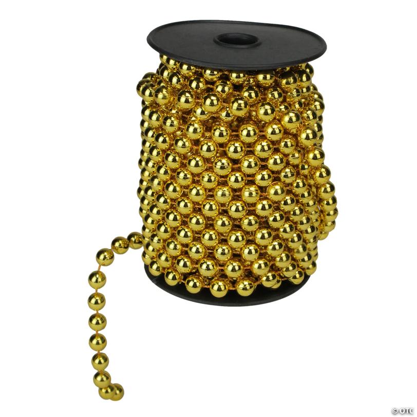 Shiny Round Beaded Commercial Christmas Garland - 33' Proper .25" - Gold - Unlit