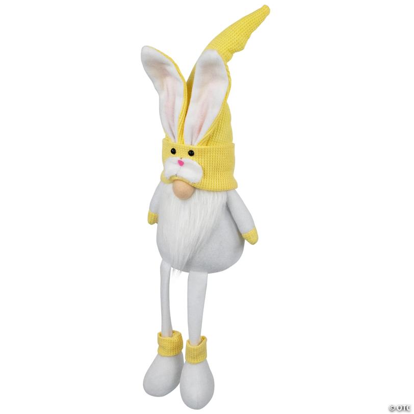 Sitting Bunny Gnome Easter Figurine - 20" - Yellow