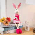 Sitting Girl Easter Rabbit Decoration with Dangling Legs - 16.5" - Cream and Pink