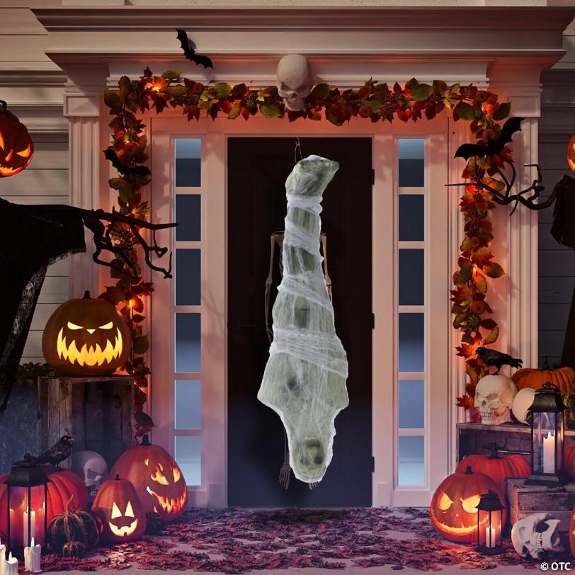 Skeleteen Hanging Cocoon Corpse Decoration - Fake Human Skeleton Body Cocooned Prop for Outdoor and Indoor Haunted House Decorations