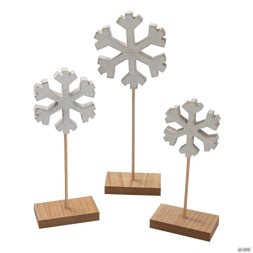 Snowflake Pedestal Tabletop Decorations - 3 Pc.
