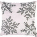Snowflakes Decorative Throw Pillow, Embroidered Square Christmas Pillow 18x18