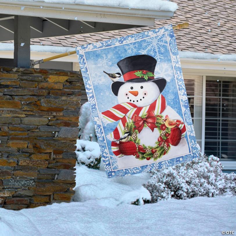 Snowman with Top Hat Outdoor Christmas House Flag - 40" x 28