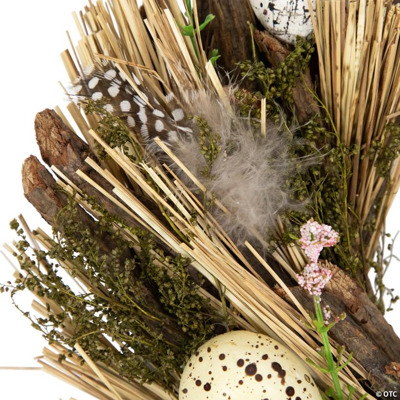 Speckled Eggs and Feathers Artificial Easter Wreath - 14