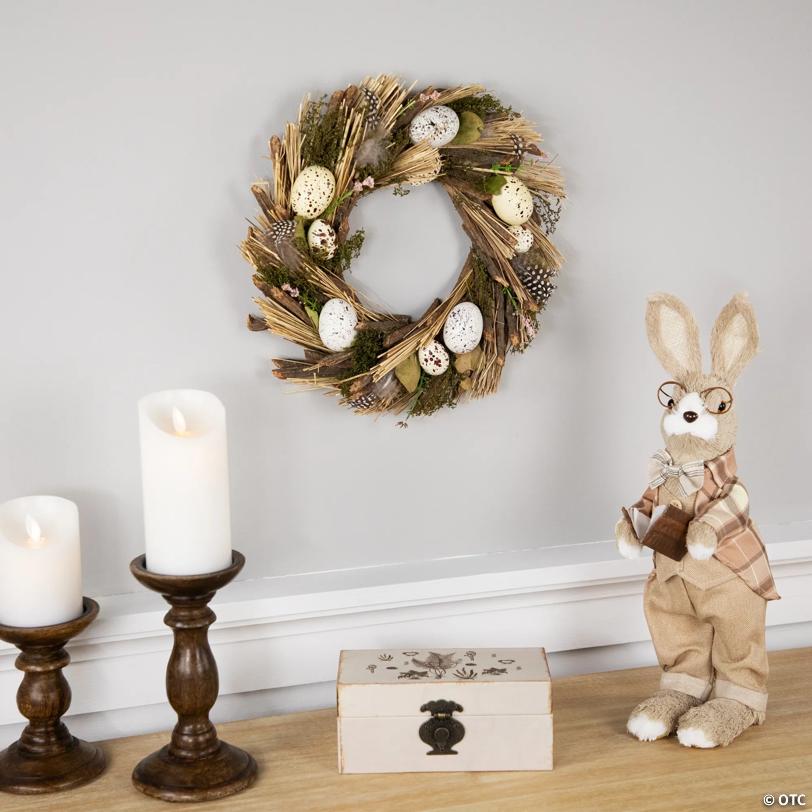 Speckled Eggs and Feathers Artificial Easter Wreath - 14