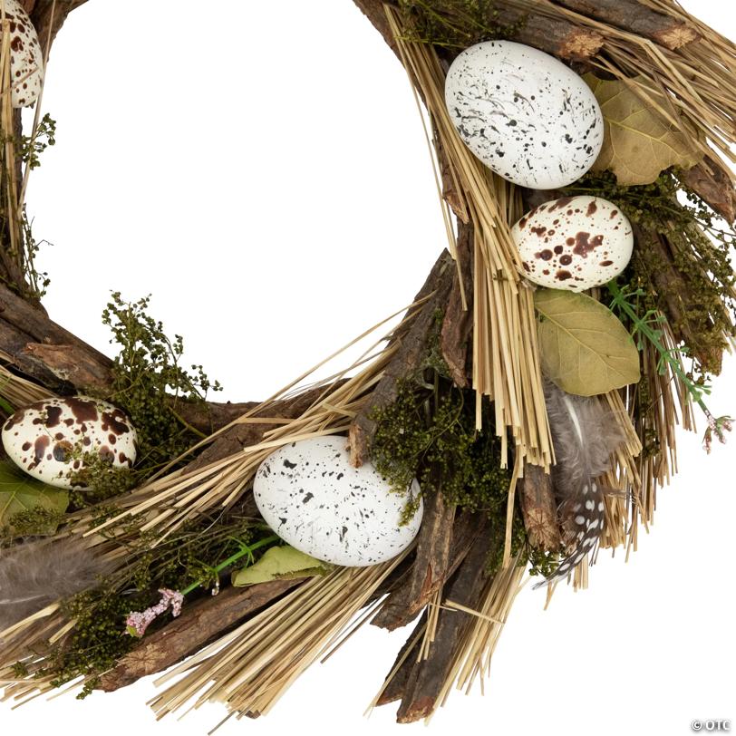 Speckled Eggs and Feathers Artificial Easter Wreath - 14