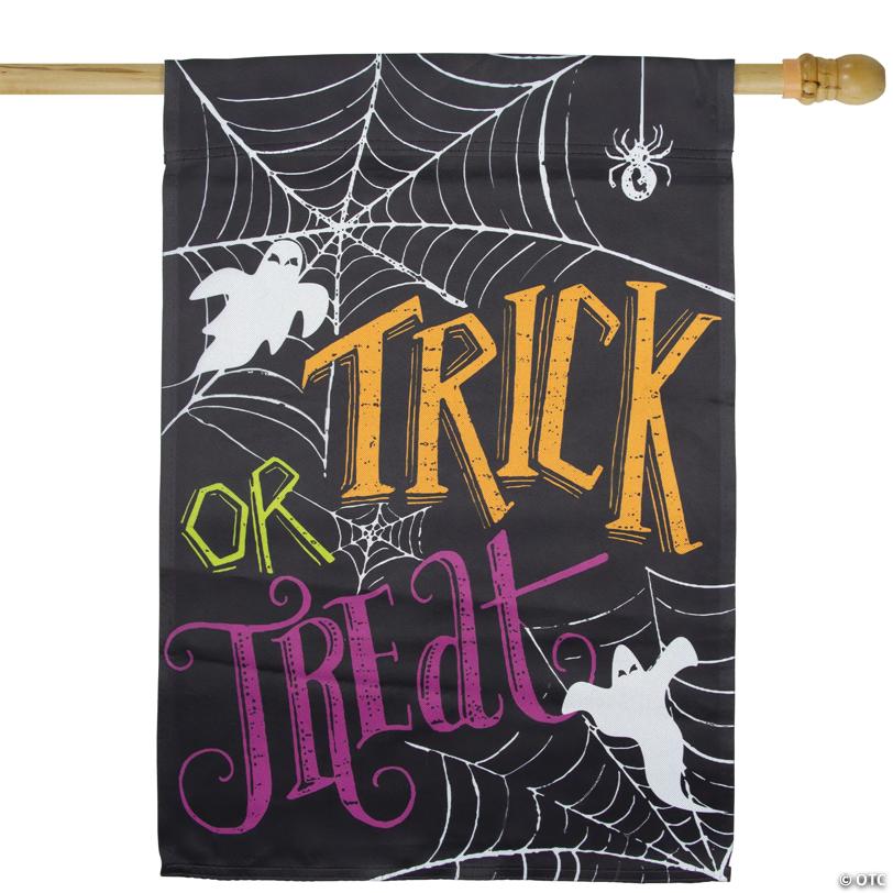 Spider Webs and Ghosts Trick or Treat Outdoor Garden Flag 28" x 40