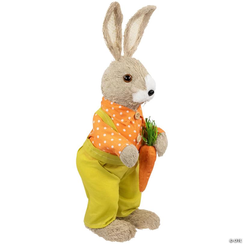 Standing Boy Rabbit with Carrot Easter Figure - 16" - Orange and Green