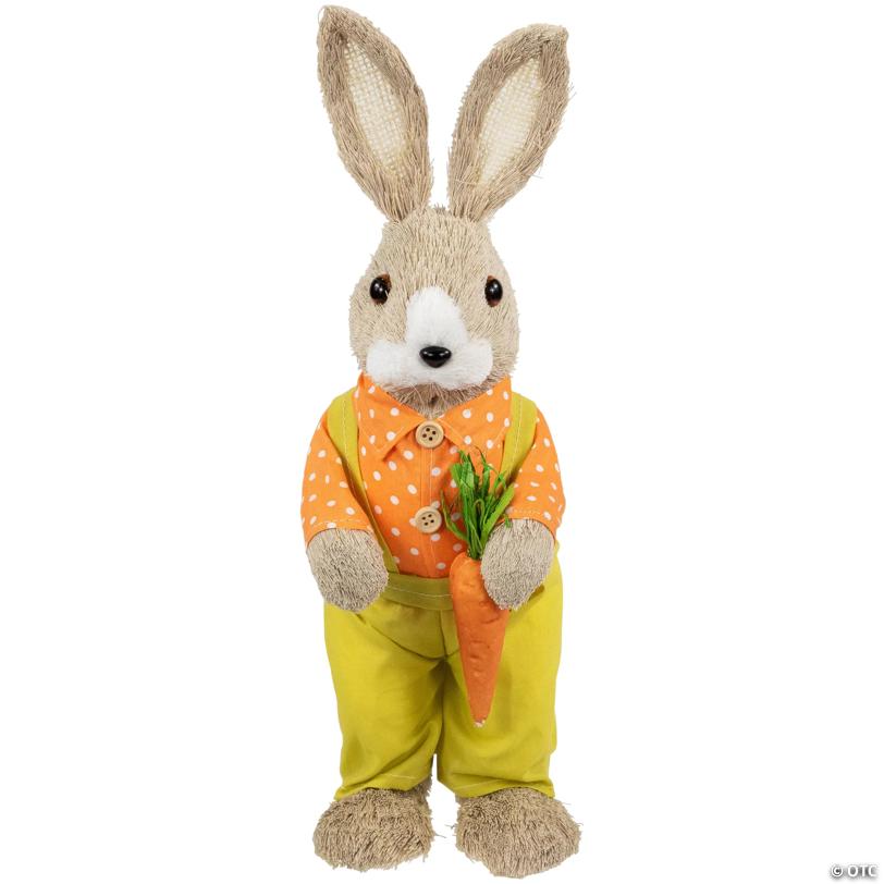 Standing Boy Rabbit with Carrot Easter Figure - 16" - Orange and Green