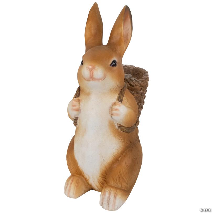Standing Bunny Carrying a Basket Outdoor Garden Statue - 16.75
