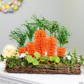 Standing Carrots on Floral Foliage Twig Log Easter Decoration - 2