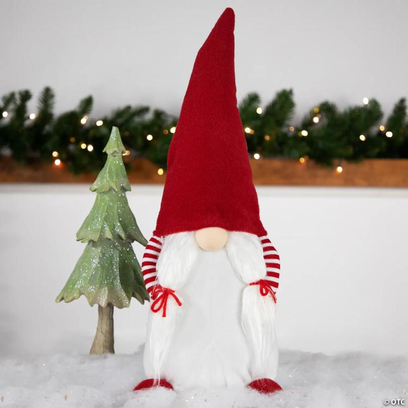 Standing Girl Gnome with Hands in Pocket Christmas Figure - 20.5" - Red and White