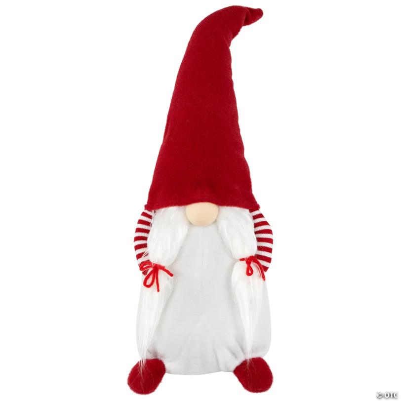 Standing Girl Gnome with Hands in Pocket Christmas Figure - 20.5" - Red and White
