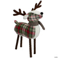 Standing Plaid Reindeer Christmas Decoration - 13.5" - Red  Green and Brown