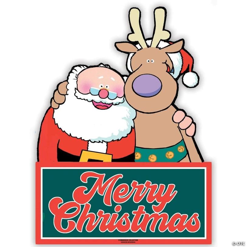 Stonehouse Collection Santa Christmas Yard Sign 24 x 18 Inch (Santa and Reindeer)