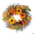 Sunflowers and Pine Cones Fall Artificial Thanksgiving Wreath - 24-Inch  Unlit