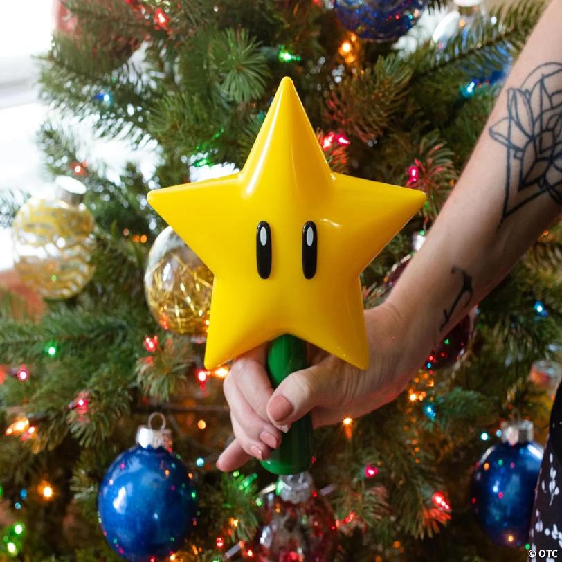Super Mario Bros. 7-Inch Super Star Light-Up Holiday Tree Topper Decoration