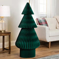 Tall Accordion Honeycomb Foldable Paper Christmas Tree - 4' -  Dark Green