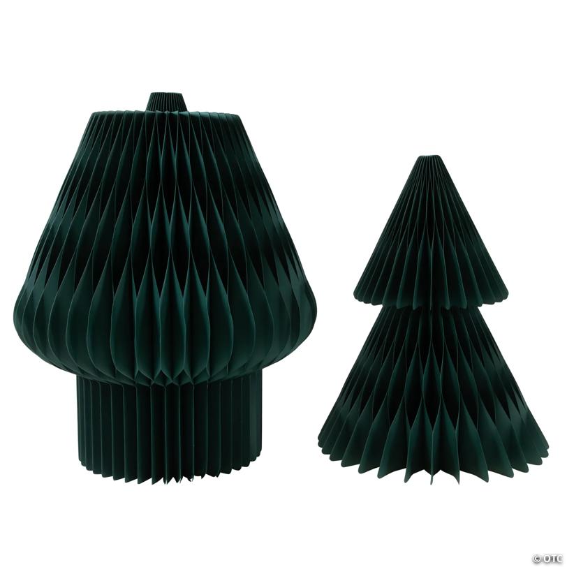 Tall Accordion Honeycomb Foldable Paper Christmas Tree - 4' -  Dark Green