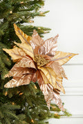 31” x 16.5" Champagne Velvet Metallic Poinsettia