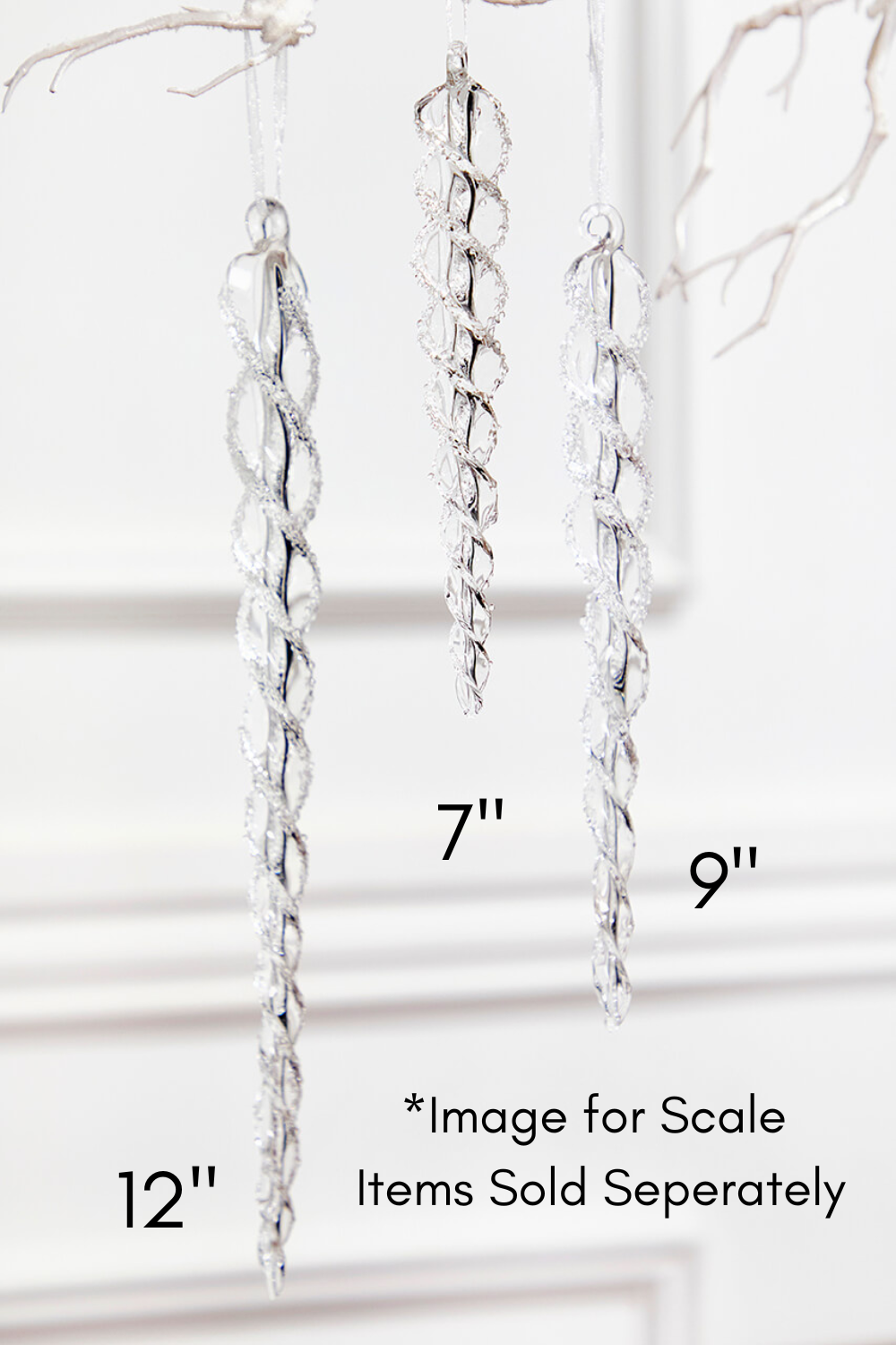 12" Glass Icicle Ornament - Large