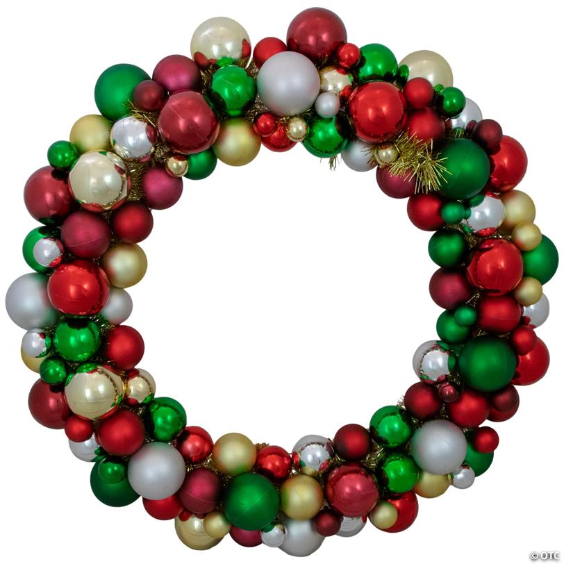 Traditional 2-Finish Shatterproof Ball Christmas Wreath - 36" - Multicolor - Unlit