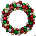 Traditional 2-Finish Shatterproof Ball Christmas Wreath - 36" - Multicolor - Unlit