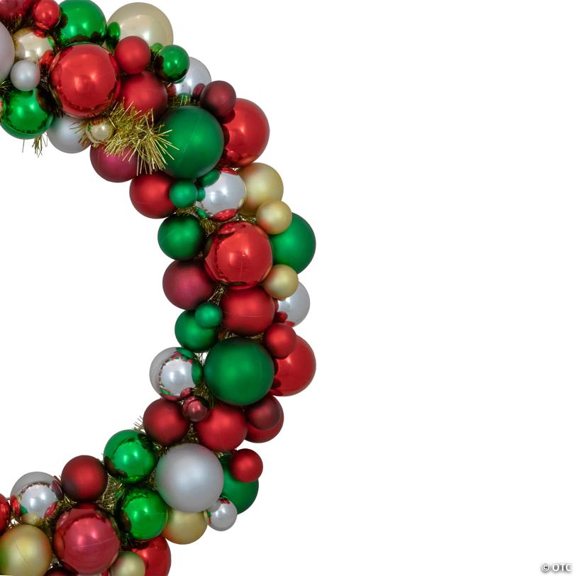 Traditional 2-Finish Shatterproof Ball Christmas Wreath - 36" - Multicolor - Unlit
