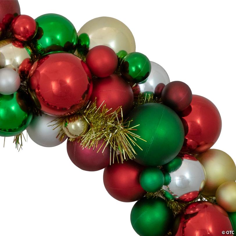 Traditional 2-Finish Shatterproof Ball Christmas Wreath - 36" - Multicolor - Unlit