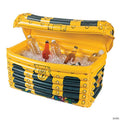 Inflatable cooler chest with drinks on a white background